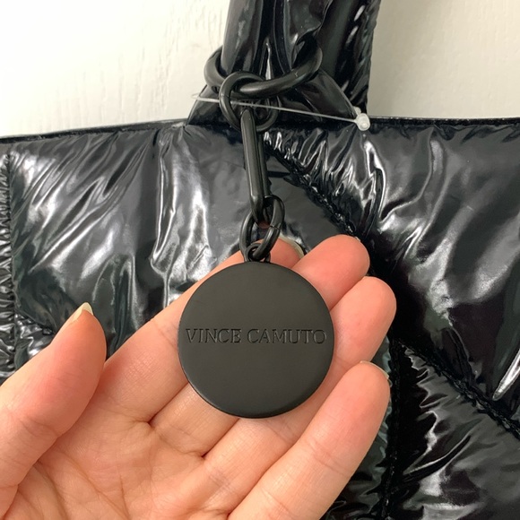 Puffer Shiny Black Quilted Vince Camuto Bag - Picture 8 of 17